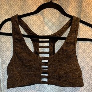 Grey sports bra w/ cut outs PINK (L)